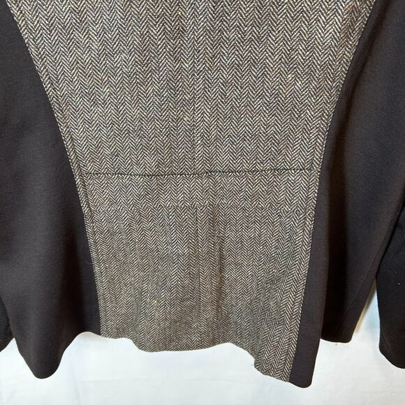 Coldwater Creek NWOT Brown Knit Panel Wool Herringbone Tweed Blazer Size 16 - Picture 10 of 14
